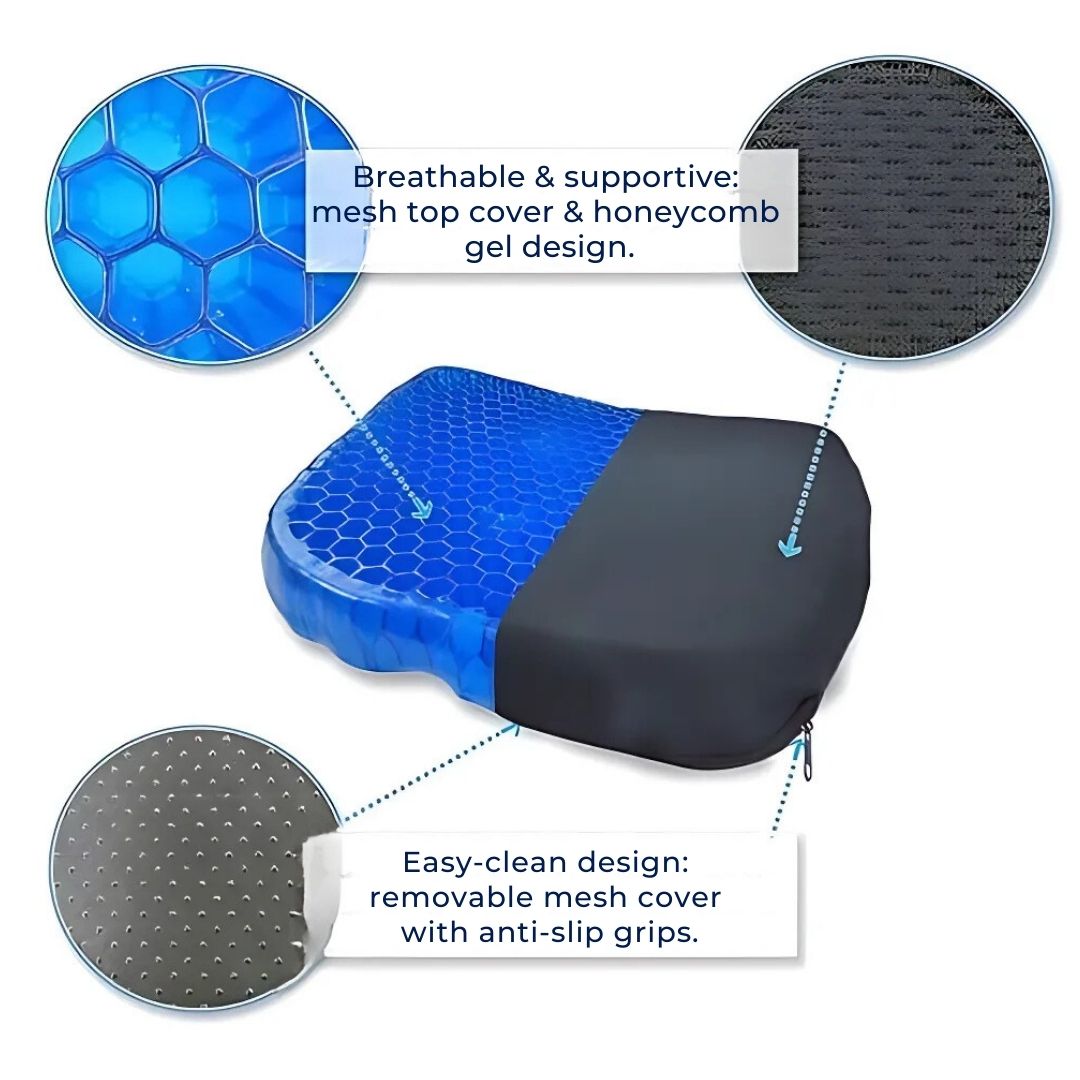 Premium Gel-Zitkussen met Drukverlichting voor Bureau, Auto en Rolstoel
