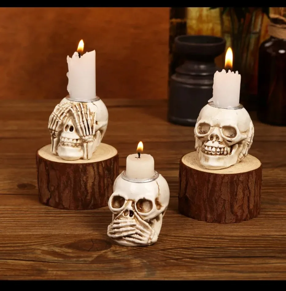 Gotische Schedelkandelaar Set - 3-delige Halloween Decoratie