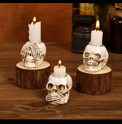 Gotische Schedelkandelaar Set - 3-delige Halloween Decoratie