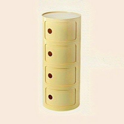 Ronde Nachtkast met Kunststof Lades en Modern Design