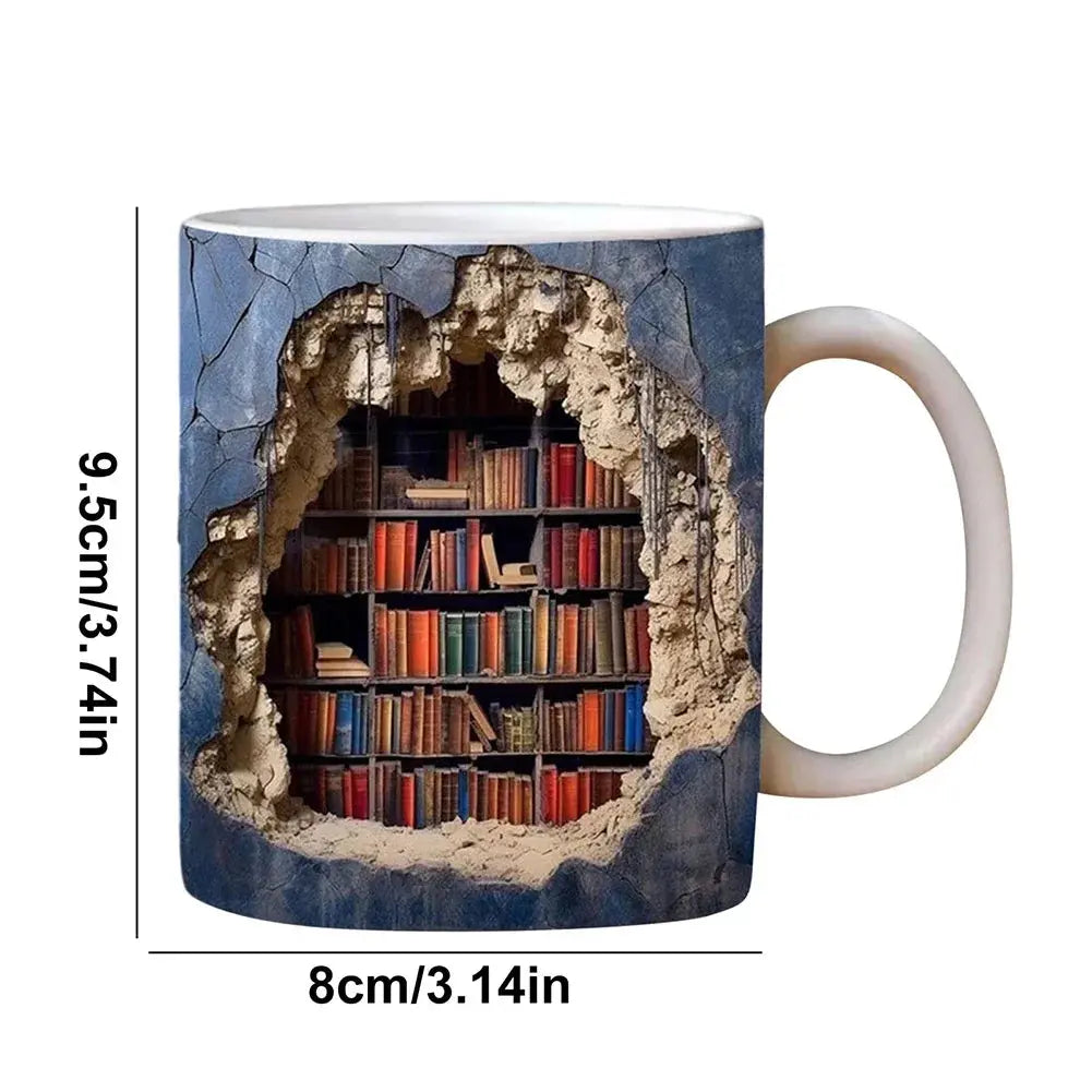 BookShelf Mok – 3D Keramische Koffiemok voor Boekenliefhebbers