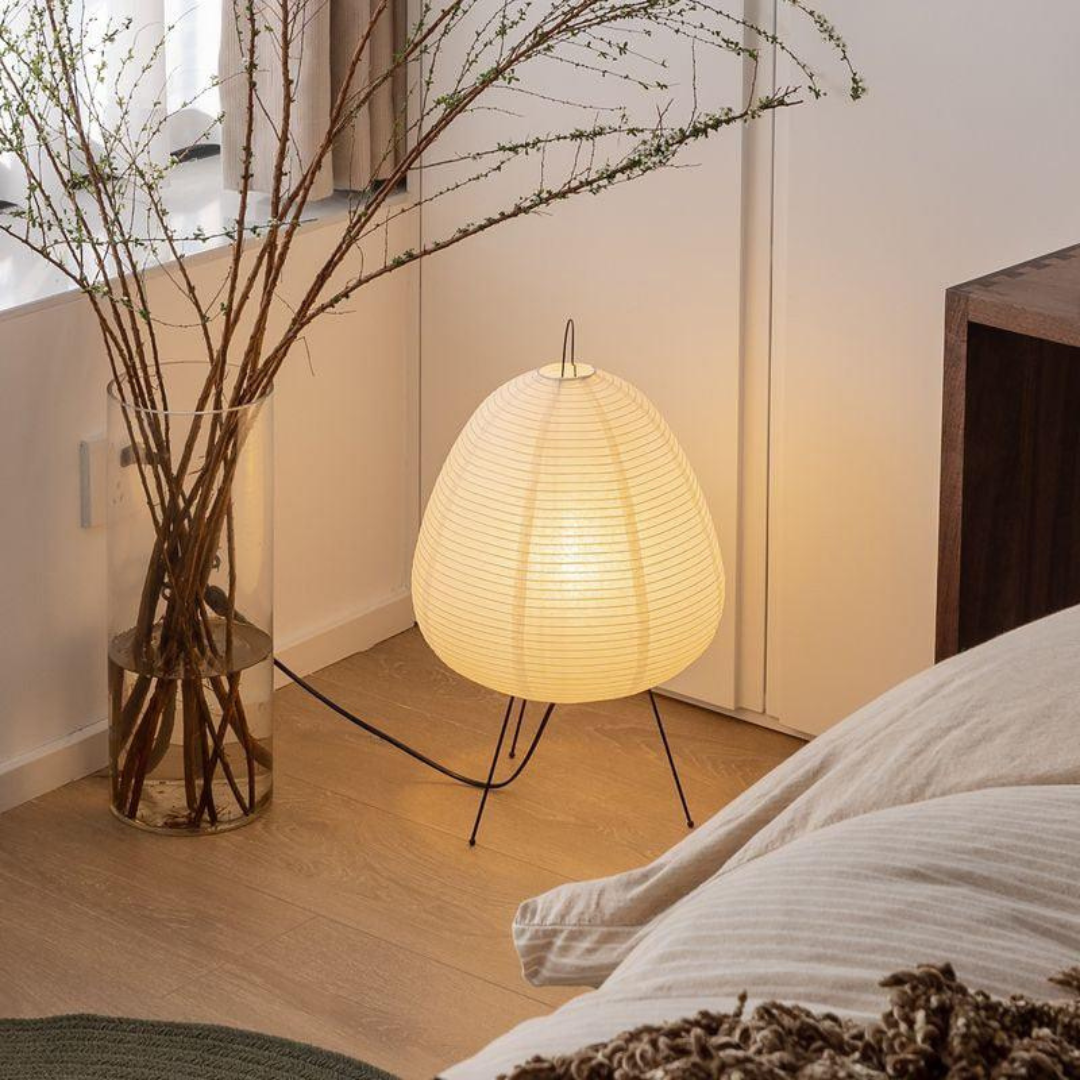 ZenLicht Japanse Vloerlamp – Minimalistische Staanlamp van Rijstpapier en Bamboe