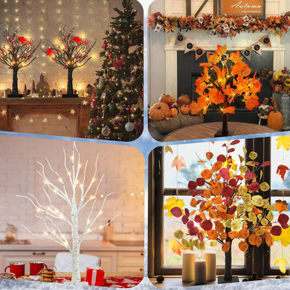 Sfeervolle Lichtboom met Rode Vogels – Flexibele LED Decoratieboom
