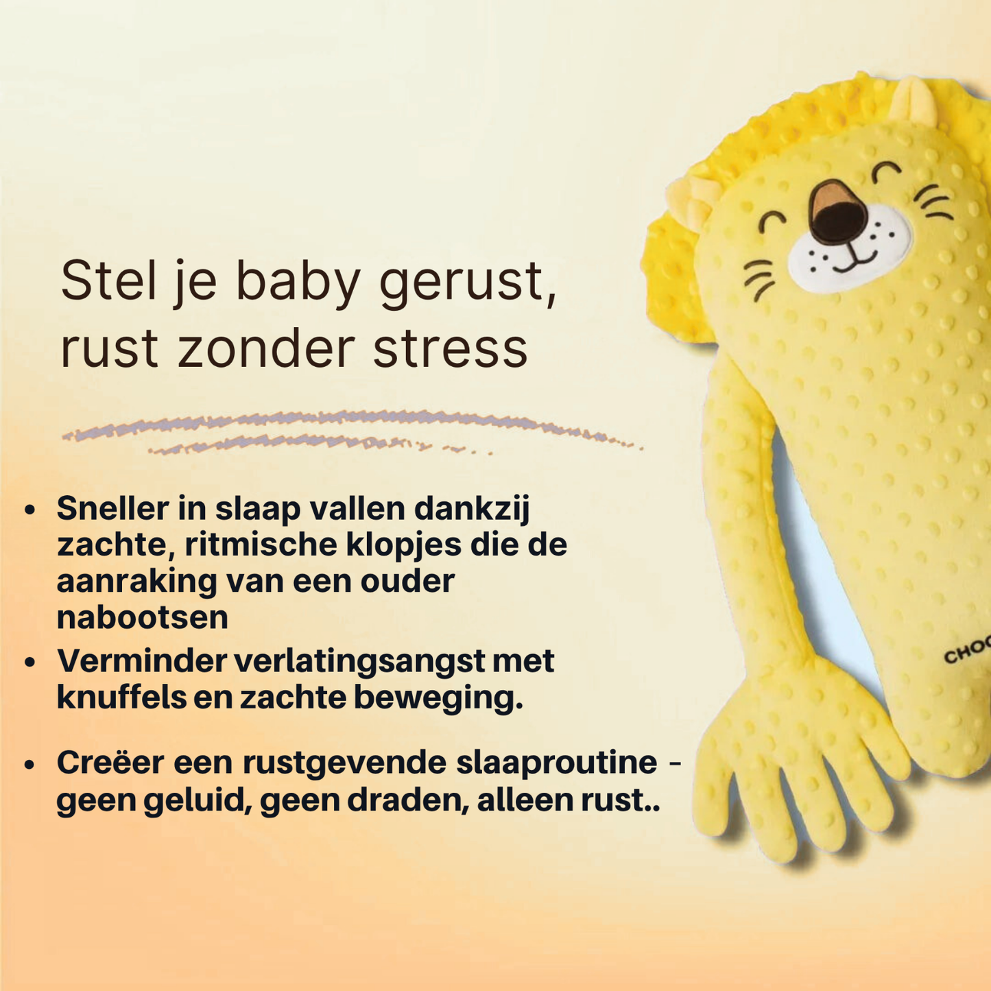 SlaapKnuffel Beer met Zachte Ritmische Klopbeweging voor Baby's