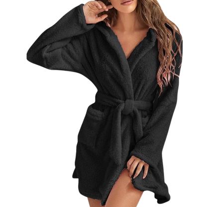 Warmelux Fleece Badjas met Capuchon en Verstelbare Tailleband