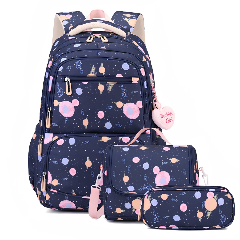 Driedelige Schooltas Set met Cartoonprint - Rugzak, Etui en Accessoires