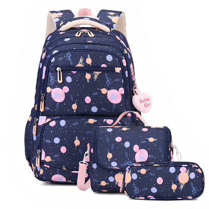 Driedelige Schooltas Set met Cartoonprint - Rugzak, Etui en Accessoires