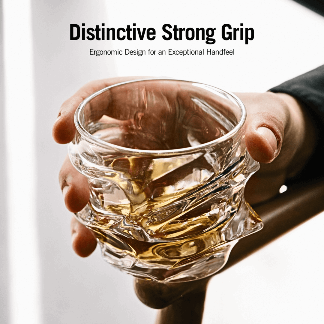 Golfstructuur Kristallen Whiskeyglas – Japanse Vakmanschap voor Optimale Grip en Smaakbeleving