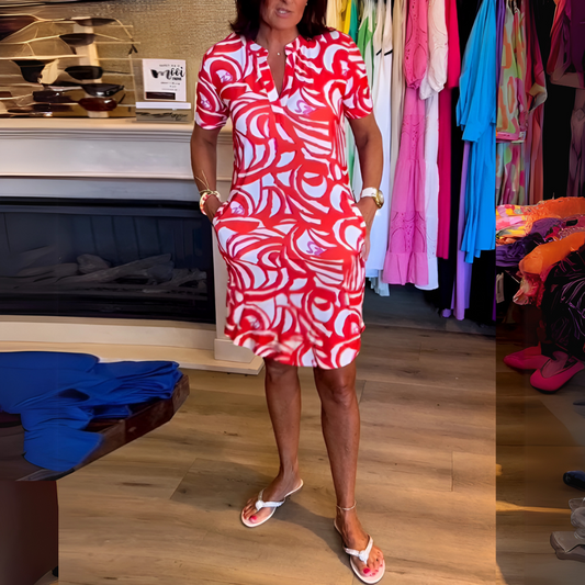 Luchtige Kreukvrije Jurk met Vloeiende Snit