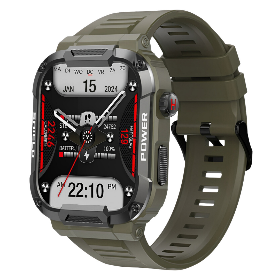 IronPulse X1 Robuuste Smartwatch – Schokbestendig, Waterdicht & Gezondheidsmonitor