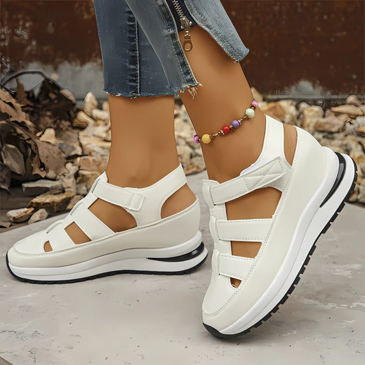 CitySteps Dames Gladiator Sandalen – Gesloten Teen met Platform en Klittenbandsluiting