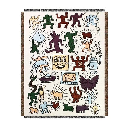 Doodle Art Geweven Bankdeken - Katoen & Polyester Mix 130x160 cm