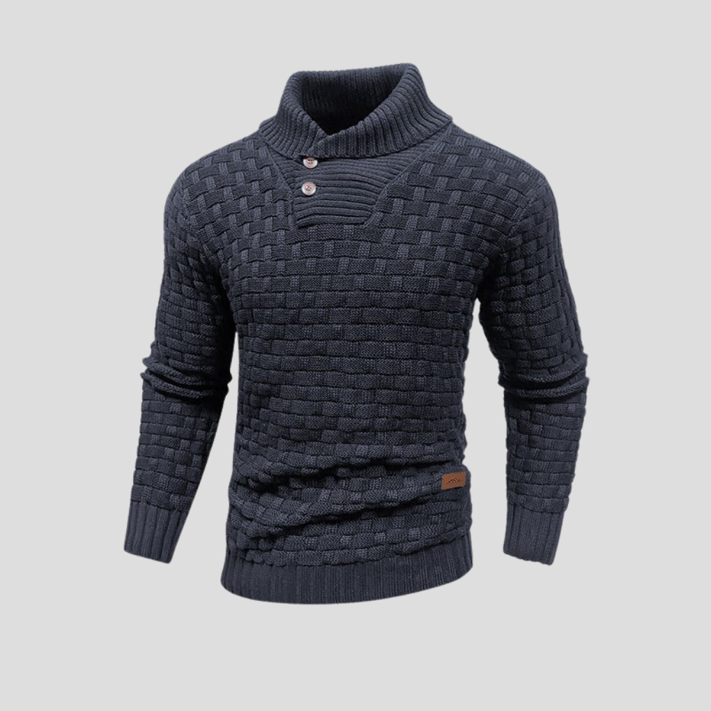 KnitForm Herentrui – Gebreide Halve Kraagtrui met Knoopsluiting en Klassieke Pasvorm