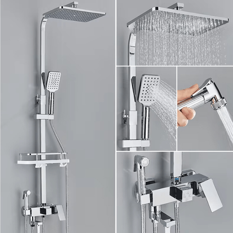 RainFlow Luxe regendouche set – verstelbare messing douchekraan met 4 functies