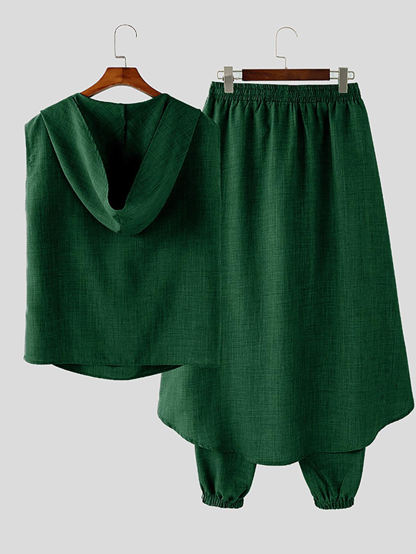 Zomerset voor Heren – Casual Polyester Hoodie en Broek in Effenkleurig Design