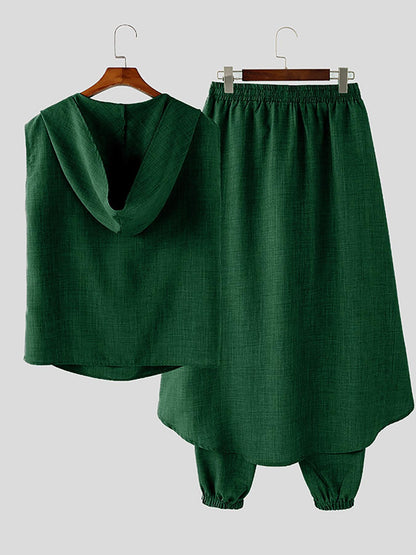 Zomerset voor Heren – Casual Polyester Hoodie en Broek in Effenkleurig Design