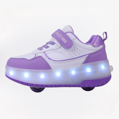 LightGlide Kindersneakers – LED Schoenen met Uitschuifbare Wieltjes