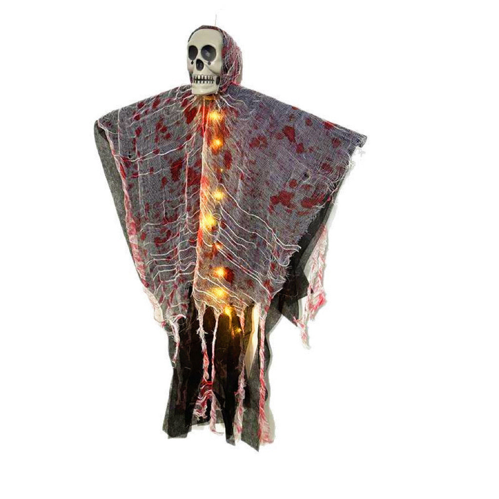 Halloween Hangdecoratie – Bloedrode Luminieuze Schedel Geest