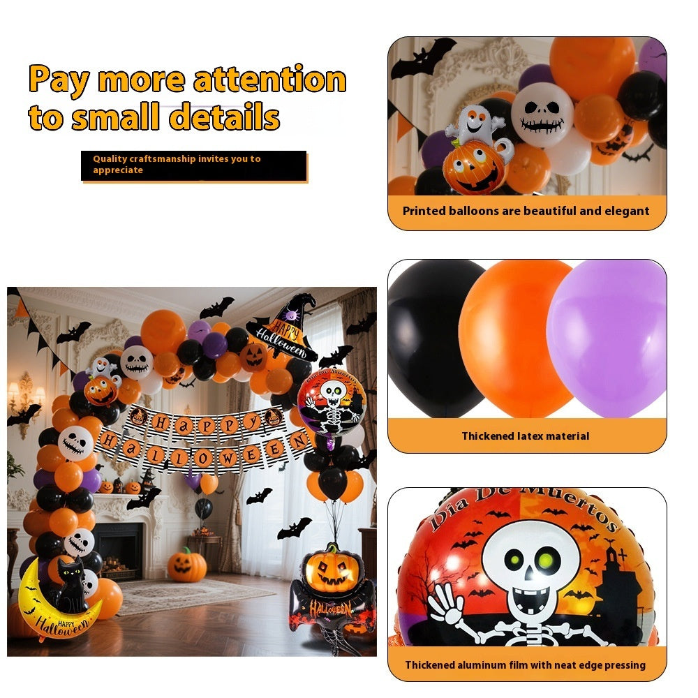 Halloween Ballonenset – Zwart Oranje Paars met Pompoenprint