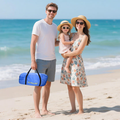 SolShade lichtgewicht zonneschuilplaats met UPF 50 en zandverankering – draagbaar en windbestendig