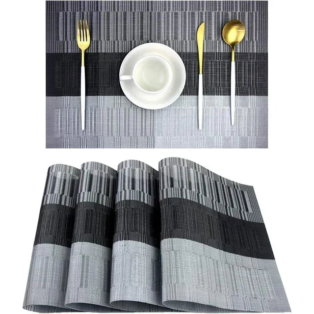 Geweven PVC Tafelsets met Hittebestendigheid - Set van 4 Wasbare Placemats