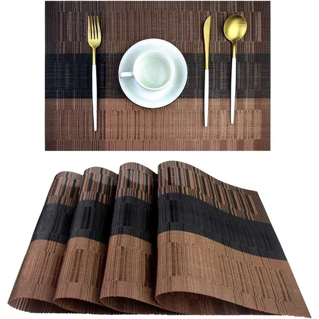 Geweven PVC Tafelsets met Hittebestendigheid - Set van 4 Wasbare Placemats