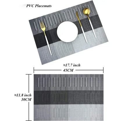 Geweven PVC Tafelsets met Hittebestendigheid - Set van 4 Wasbare Placemats