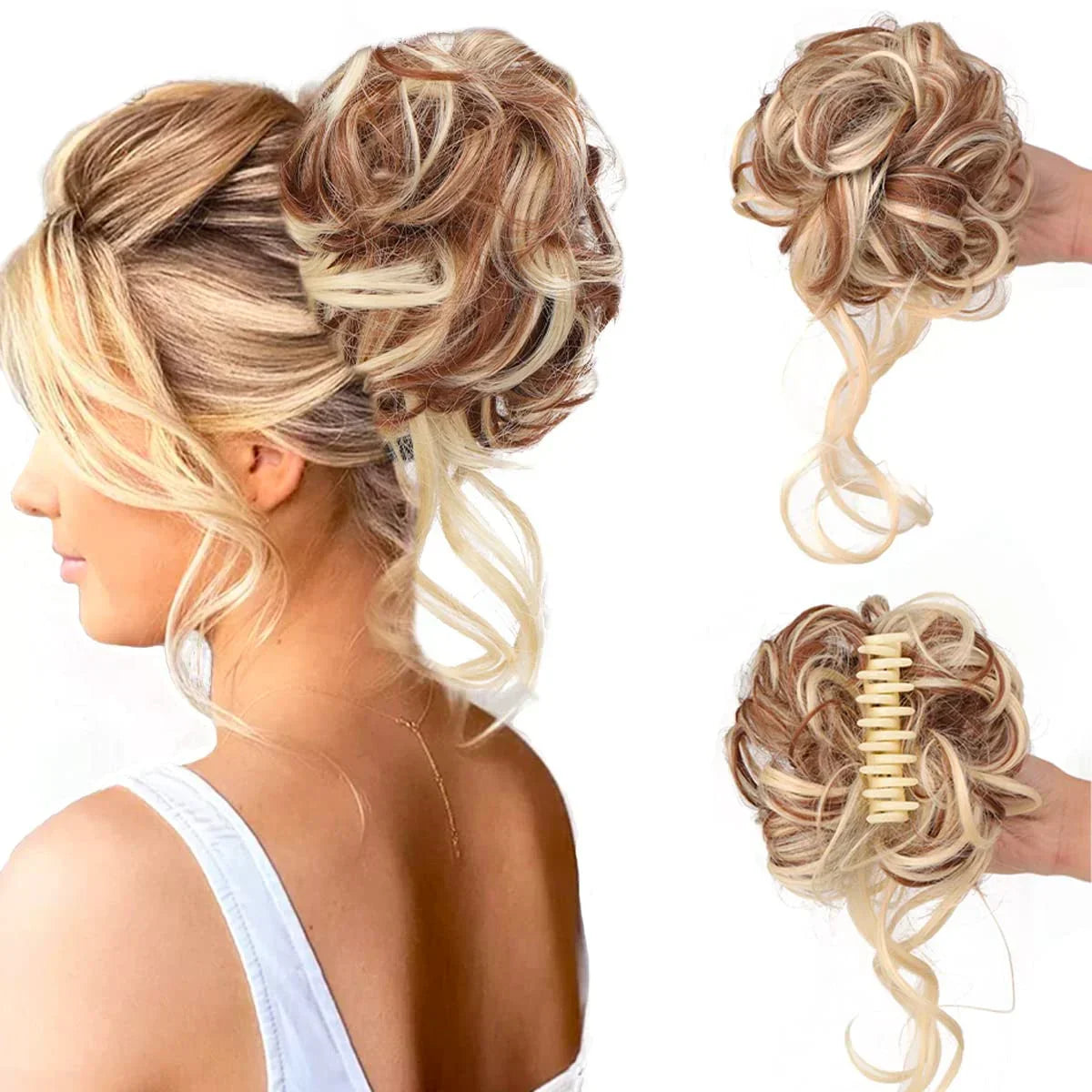 Krullende Haar Knot – Clip-in Haarstukje met Volume en Natuurlijk Uiterlijk