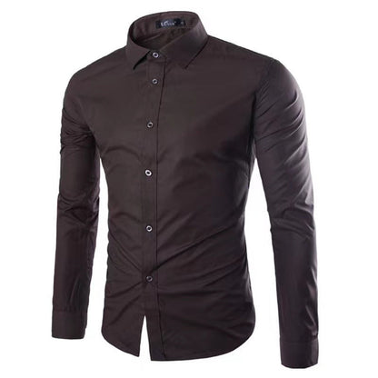Strijkvrij heren overhemd – ademend slim fit hemd voor kantoor en casual stijl
