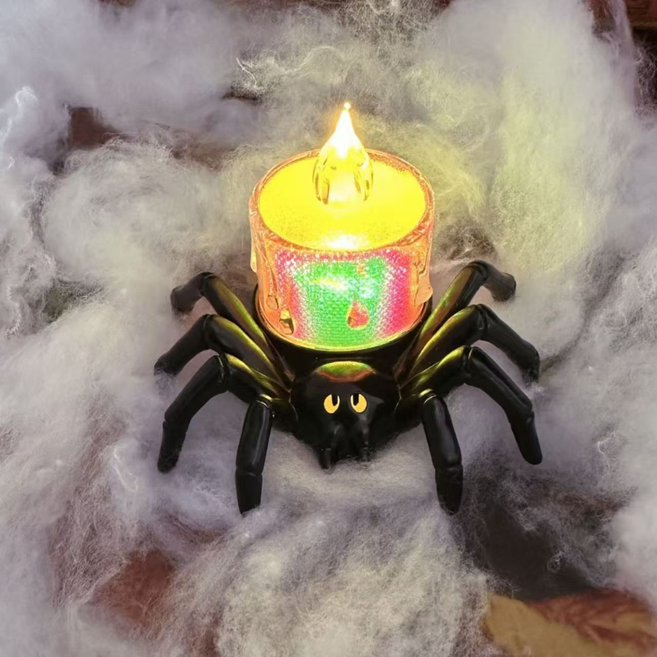 Halloween Decoratie – Spinrug Ornament met Kaars- en Oogbaldesigns