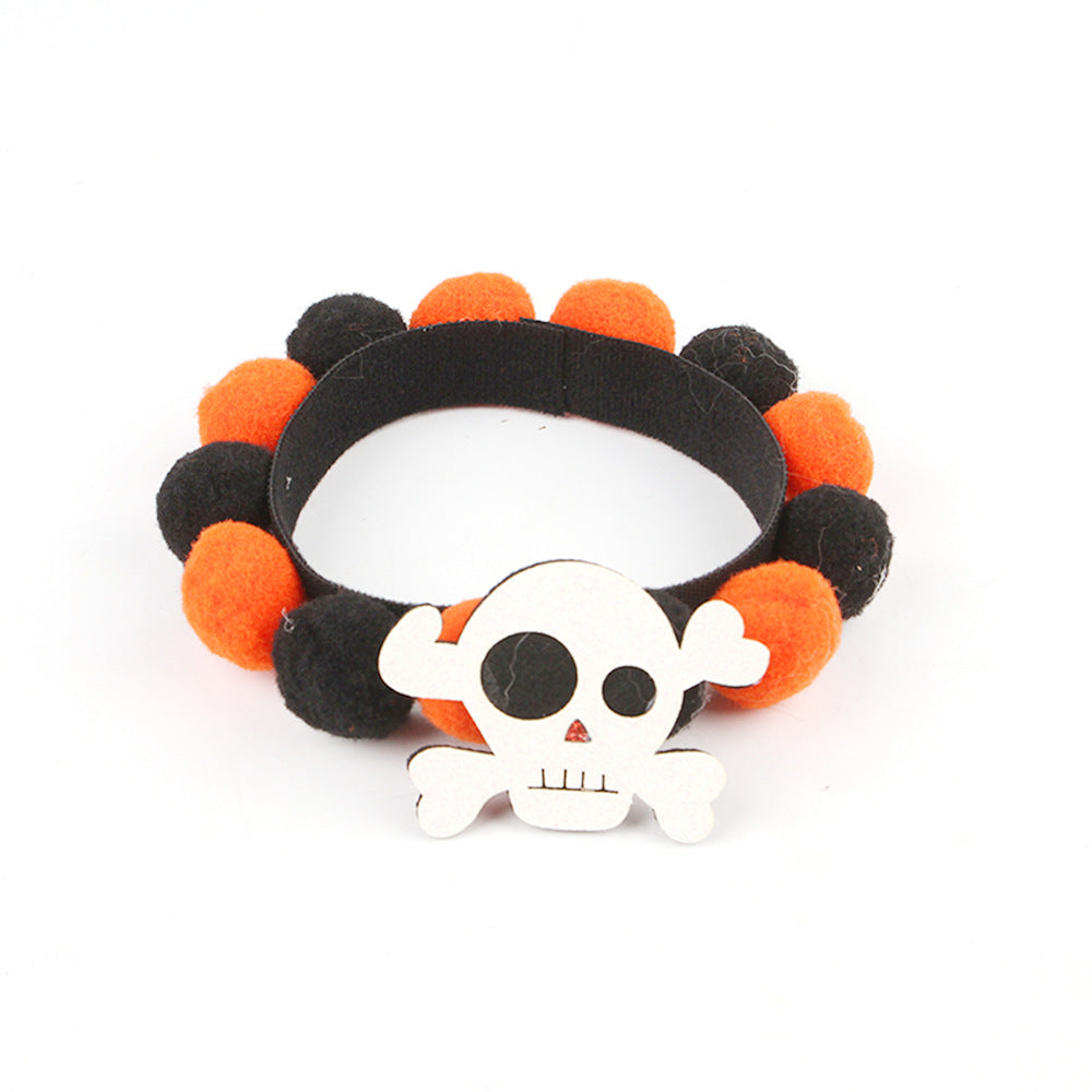 Halloween Huisdier Halsband – Verstelbare Honden en Katten Kraag met Pompoen en Schedel Designs
