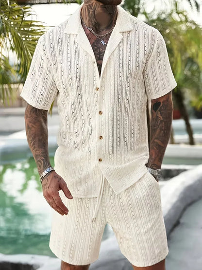 Heren Jacquard Zomerset met V-Hals Shirt en Short
