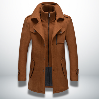 Noorderveen Lange Heren Winterjas met Staande Kraag en Klassiek Model