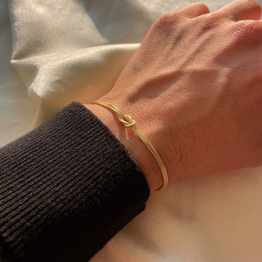 Minimalistische Knoop Armband van Roestvrij Staal - Zilver en Goud