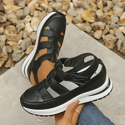 CitySteps Dames Gladiator Sandalen – Gesloten Teen met Platform en Klittenbandsluiting