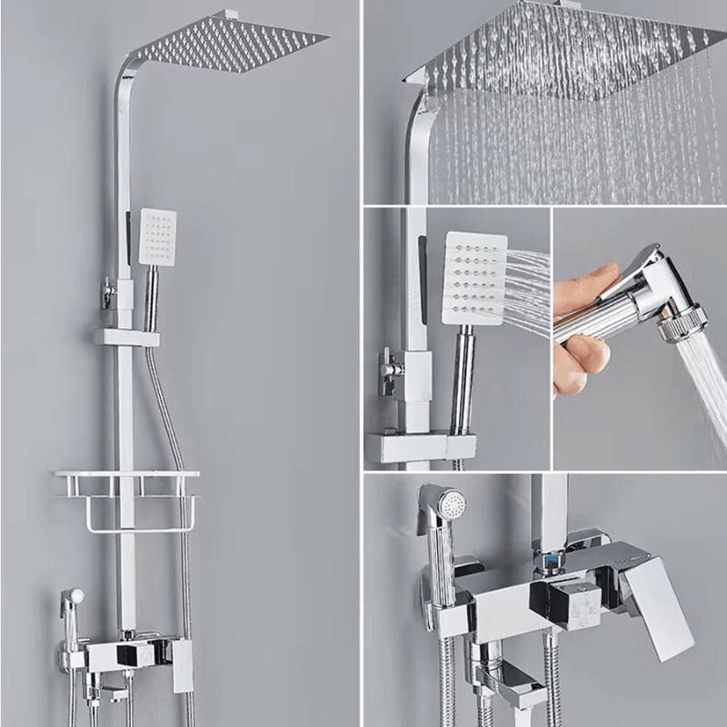 RainFlow Luxe regendouche set – verstelbare messing douchekraan met 4 functies
