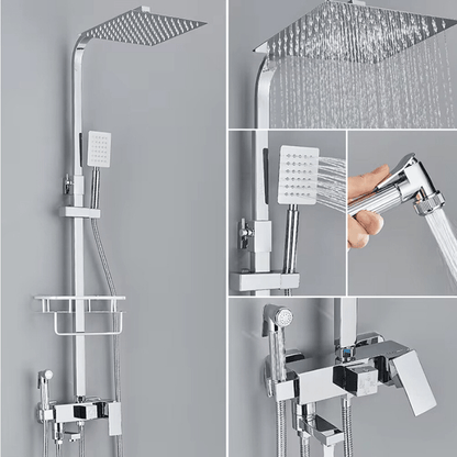 RainFlow Luxe regendouche set – verstelbare messing douchekraan met 4 functies