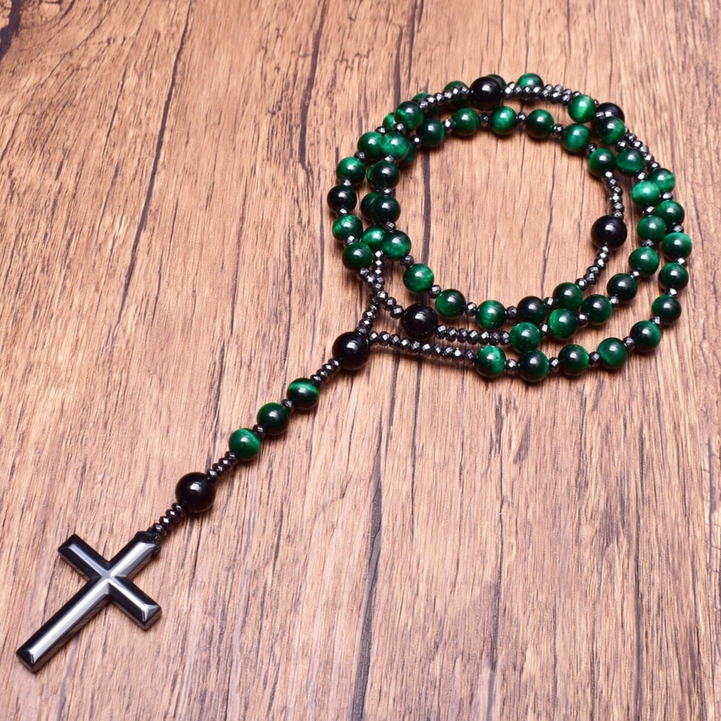 Orion Spirituele Ketting met Tijgeroog & Lapis Lazuli – Heren Rozenkrans