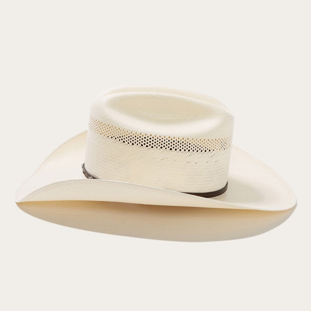 Strohoeden Western Cattleman met Lederen Band en Metallic Accenten – Verstelbaar 58-60 cm
