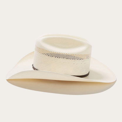 Strohoeden Western Cattleman met Lederen Band en Metallic Accenten – Verstelbaar 58-60 cm
