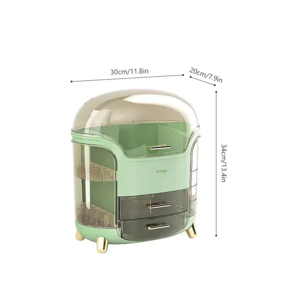 Luxe Transparante Make-up Organizer met Draaideuren en Lades