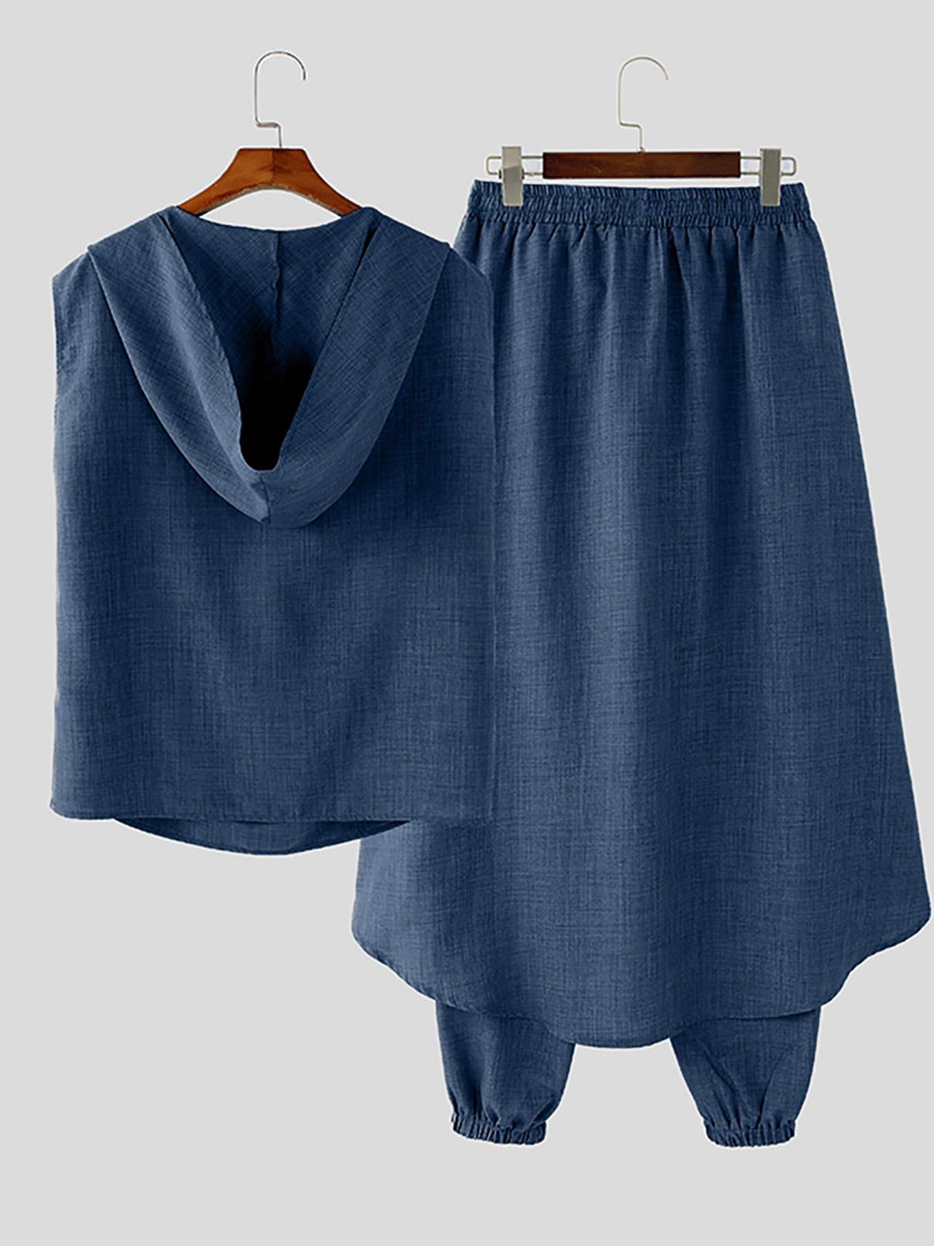 Zomerset voor Heren – Casual Polyester Hoodie en Broek in Effenkleurig Design