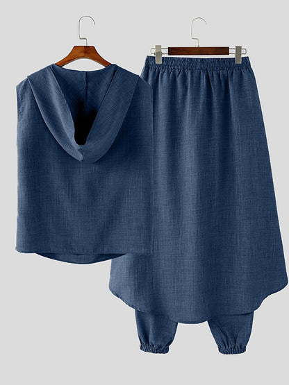 Zomerset voor Heren – Casual Polyester Hoodie en Broek in Effenkleurig Design