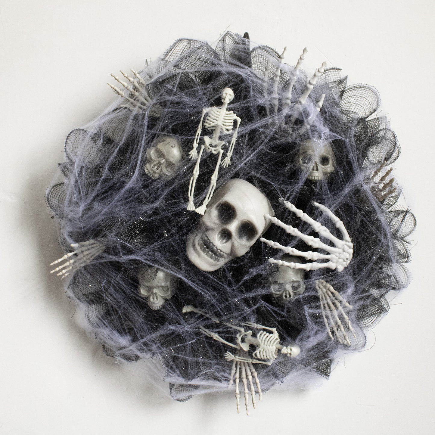Halloween Krans – Mesh Schedel Garland voor Deur- en Muurdecoratie