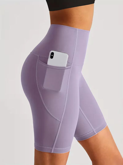 Dames Sportshort met Hoge Taille en Zijzak Ademend