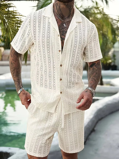 Heren Jacquard Zomerset met V-Hals Shirt en Short