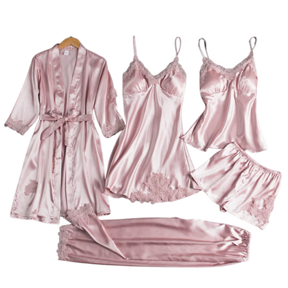 Satijnen Nachtkleding Combi-Set - 5-delig voor Dames