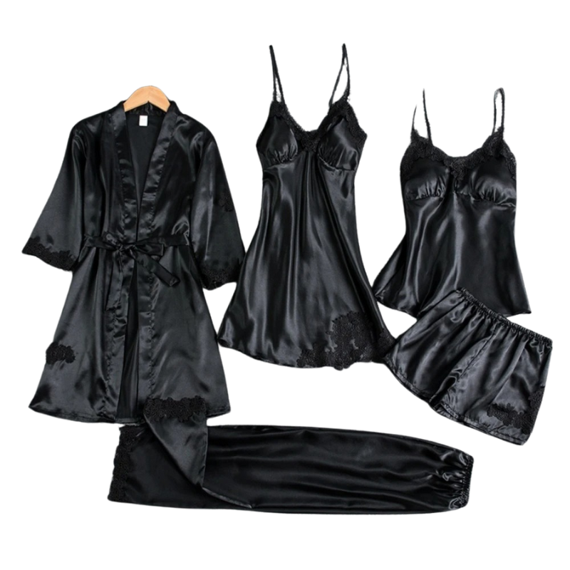 Satijnen Nachtkleding Combi-Set - 5-delig voor Dames