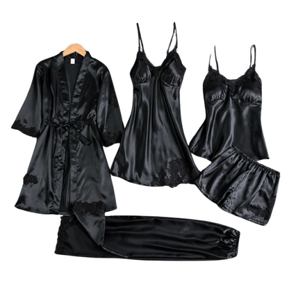 Satijnen Nachtkleding Combi-Set - 5-delig voor Dames