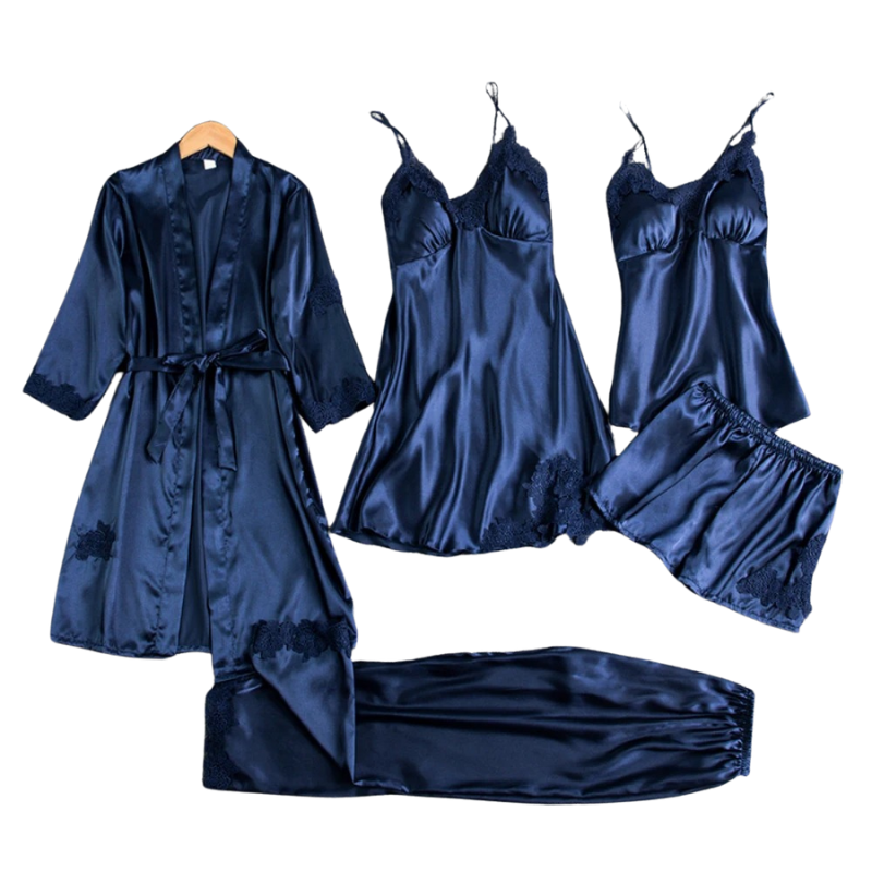 Satijnen Nachtkleding Combi-Set - 5-delig voor Dames